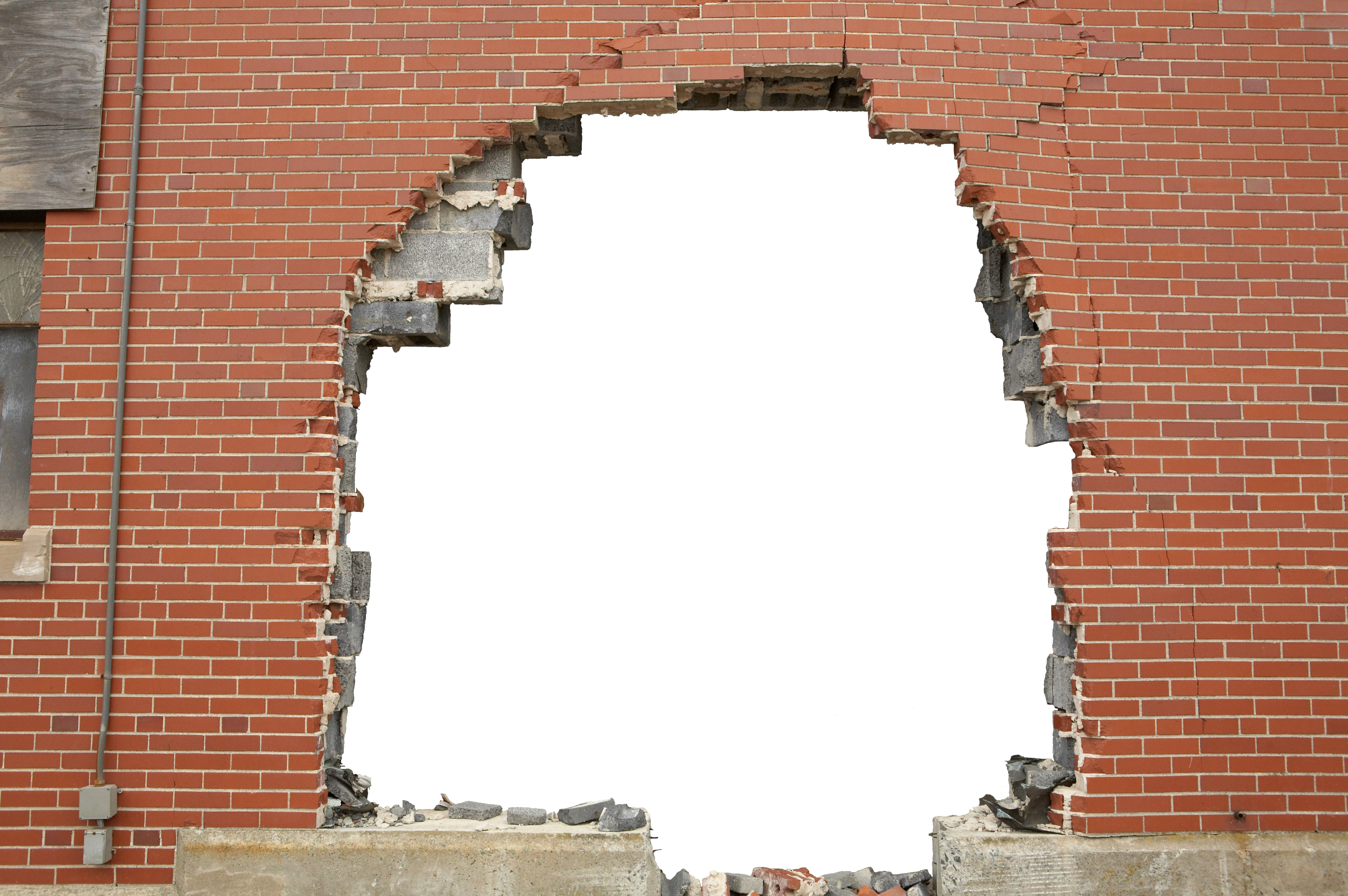 High resolution broken brick wall background with copyspace